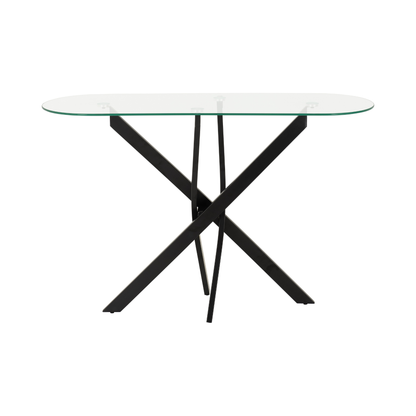 Sheldon Console Table - Clear Glass & Black