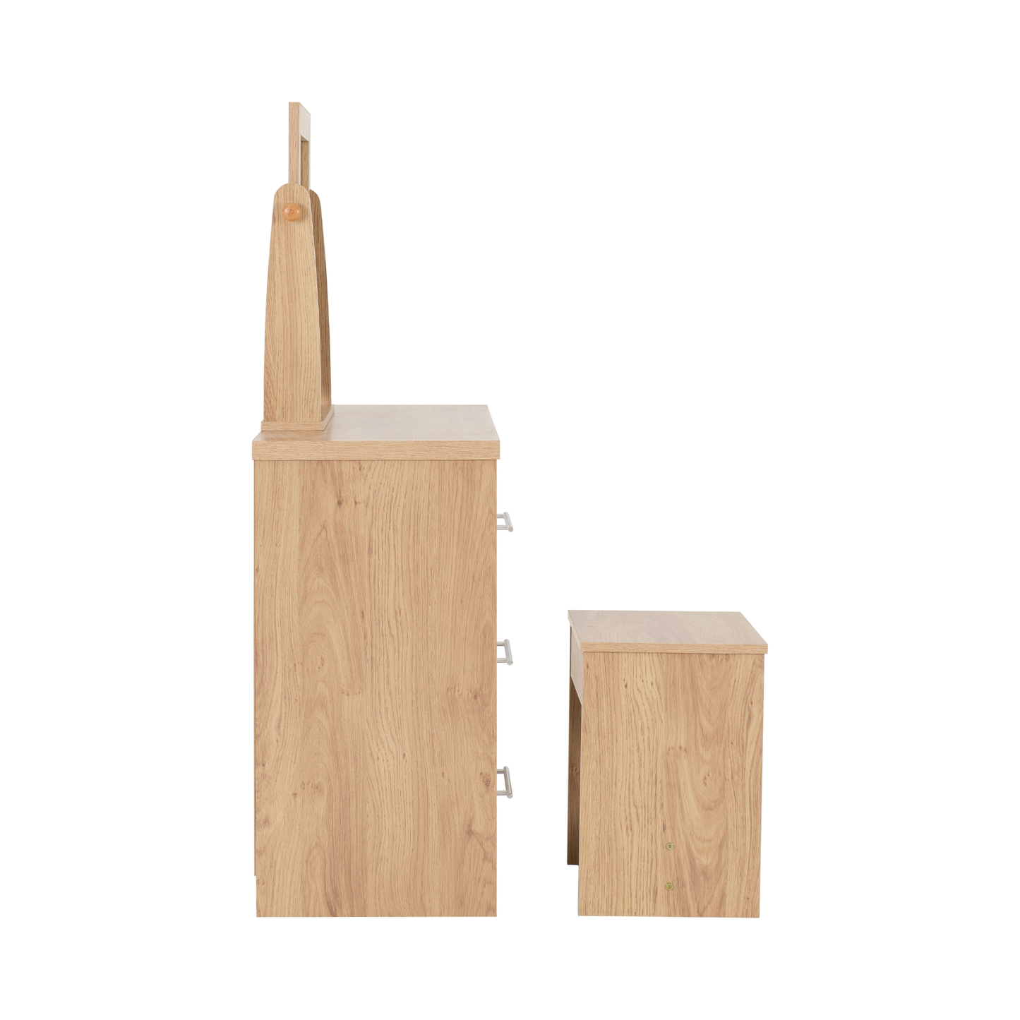 Seville Dressing Table Set - White Gloss/Light Oak Effect Veneer