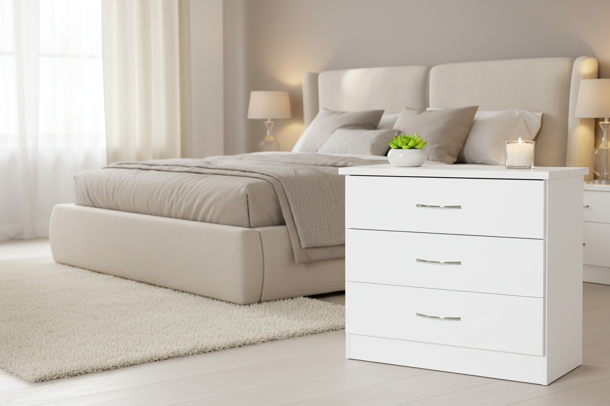Nevada 3 Drawer Chest - White Gloss