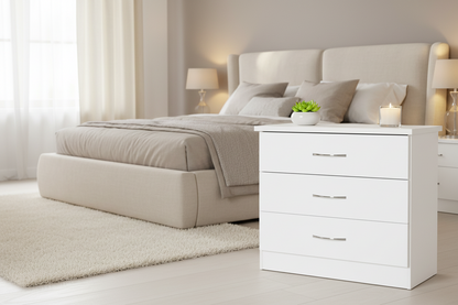 Nevada 3 Drawer Chest - White Gloss