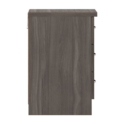 Nevada 3 Drawer Bedside – Black Wood Grain Storage