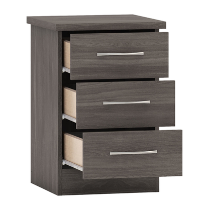 Nevada 2 Door 1 Drawer Wardrobe Bedroom Set Black Wood Grain