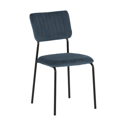 Sheldon Round Glass Dining Set - Clear Glass/Navy Blue Velvet