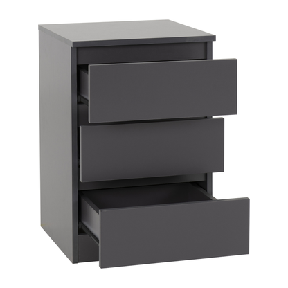 Malvern Trio Set Grey Wardrobe Chest & Bedside