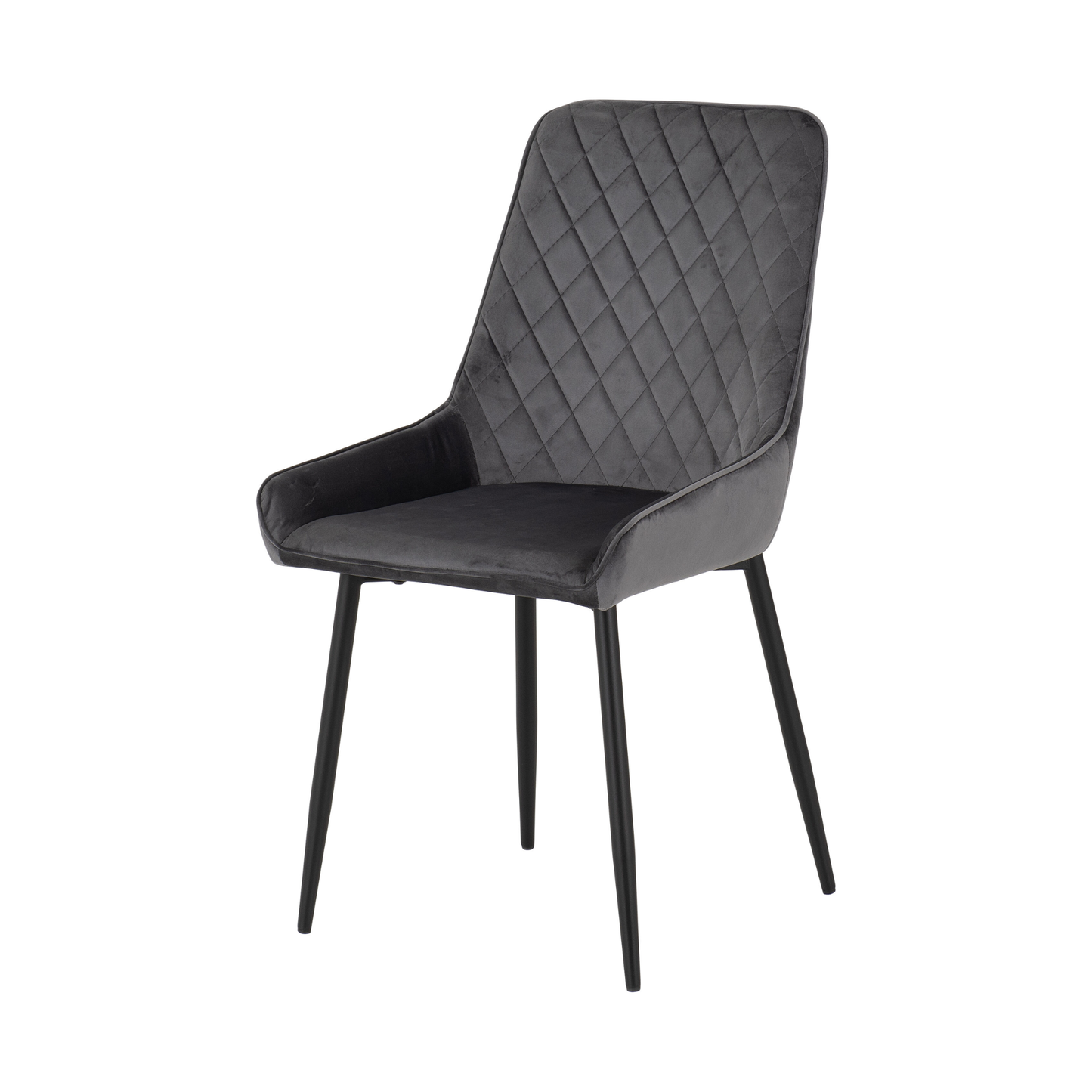 Athens Round Dining Set with 4 Avery Chairs - Concrete & Grey Velvet