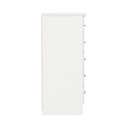 Nevada 5 Drawer Narrow Chest - White Gloss