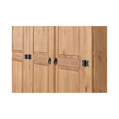 Corona 4 Door Wardrobe – Distressed Waxed Pine