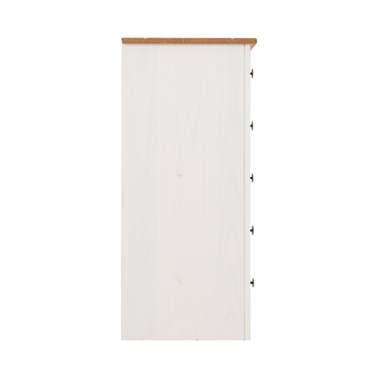 Panama 5 Drawer Chest – White & Natural Wax Pine