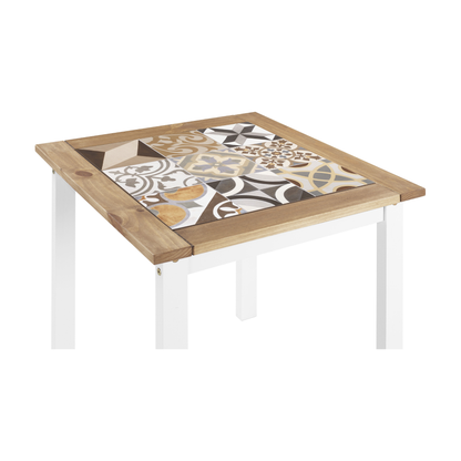 Salvador 1+2 Tile Top Dining Set - White/Pine