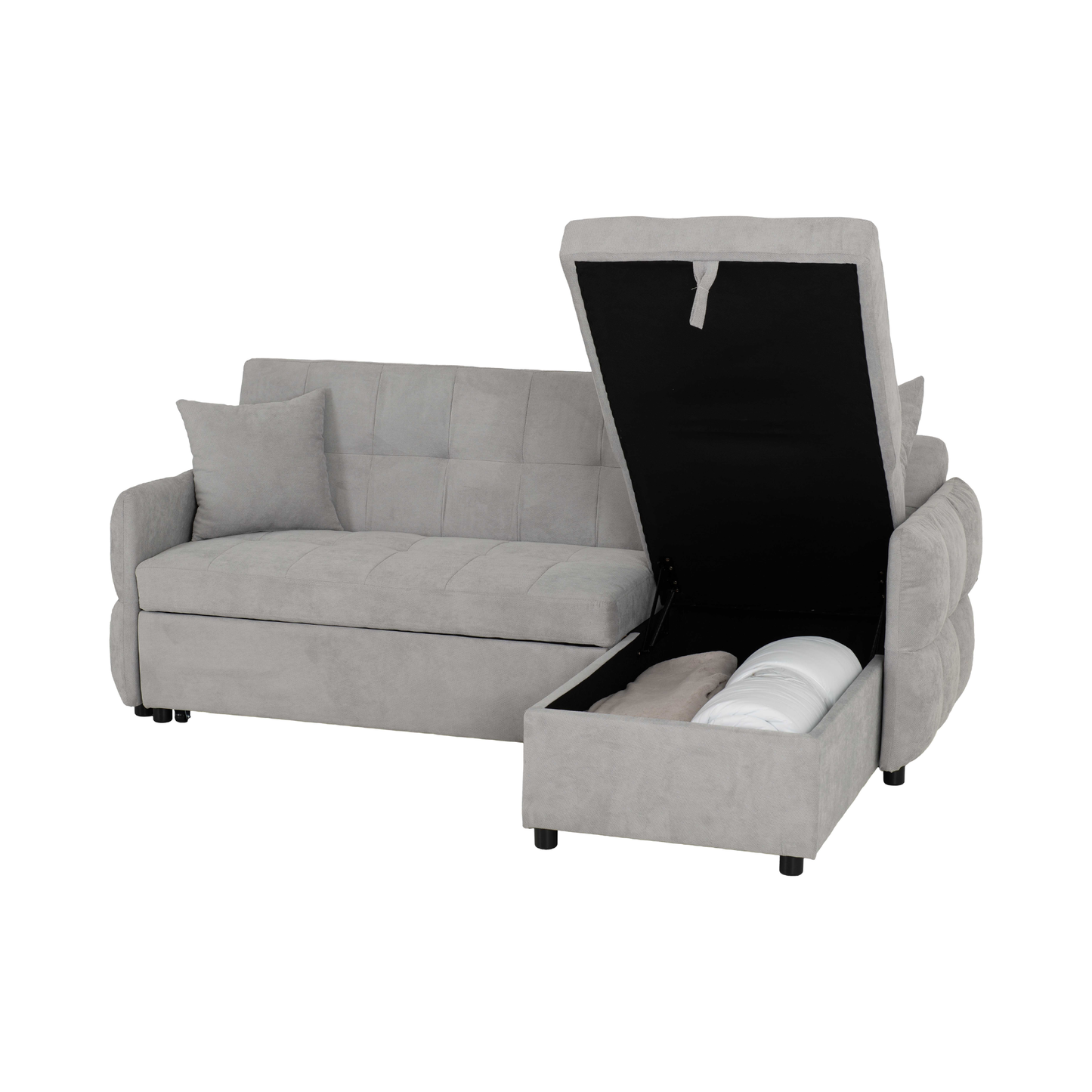 Chelsea Corner Sofa Bed - Silver Grey Fabric