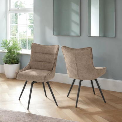 Lewis Swivel Dining Chair - Fawn Fabric (Set of 2)