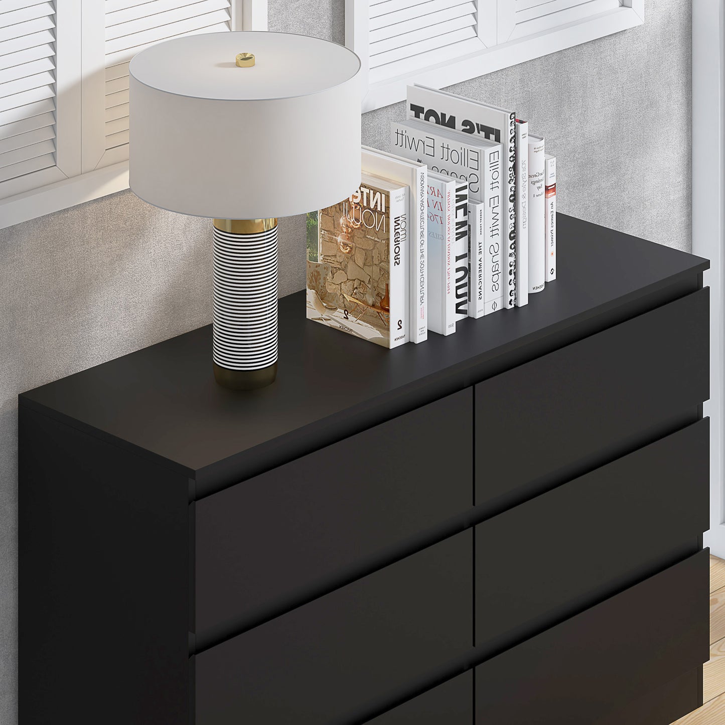 FWStyle Stora 6-Drawer Wide Chest – Matt Black