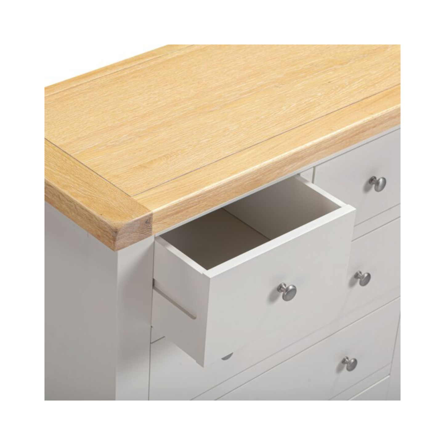 Windsor 3+2 Drawer Chest – Pebble Grey with Oak Top