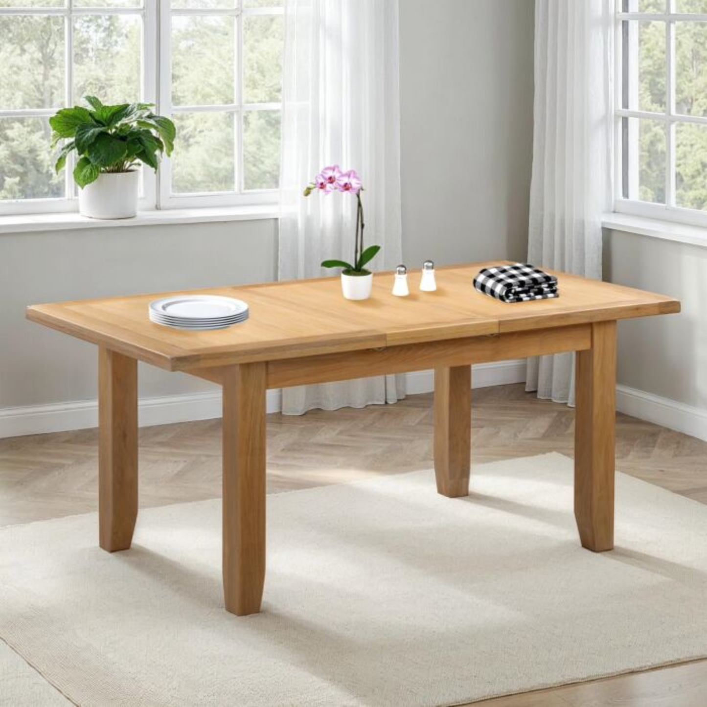 Windsor Extending Dining Table in Natural Oak – 120–150cm