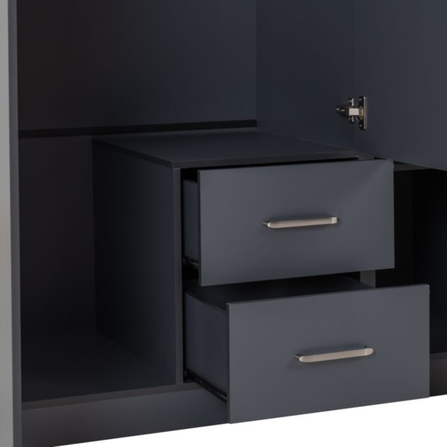 Dakota 3 Door 2 Drawer Mirrored Wardrobe – Dark Grey
