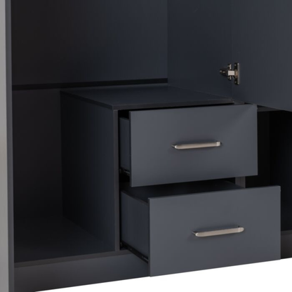 Dakota 3 Door 2 Drawer Mirrored Wardrobe – Dark Grey
