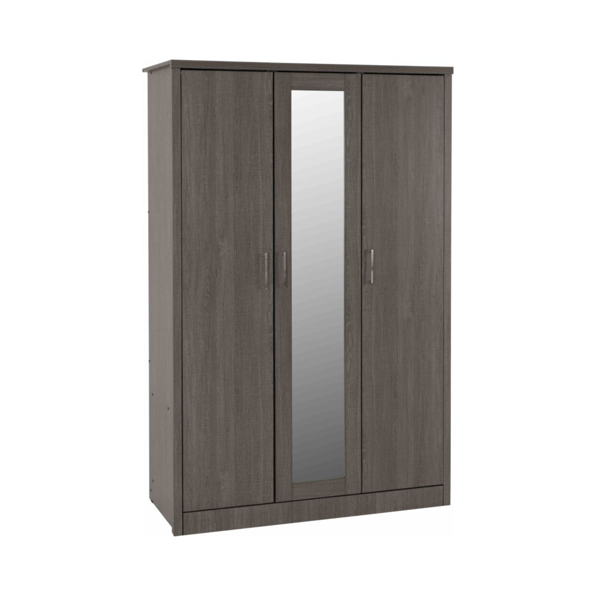 Lisbon 3 Door Wardrobe – Black Wood Grain with Mirror
