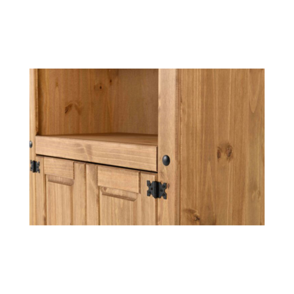 Corona 2 Door Display Unit & Bookcase – Distressed Waxed Pine