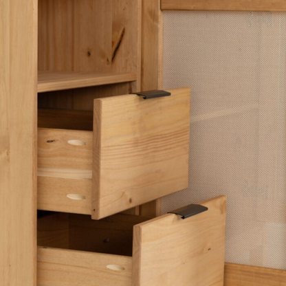 Corona Rattan 2 Door 2 Drawer Sideboard – Distressed Pine/Rattan