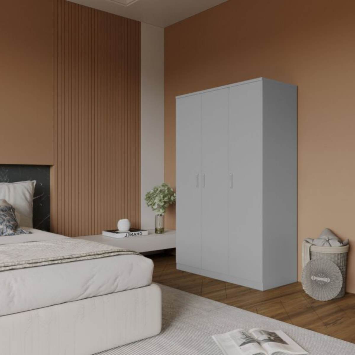 Dakota 3 Door Wardrobe – Light Grey