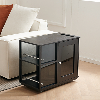 Aglaea Side Table With Storage, Black