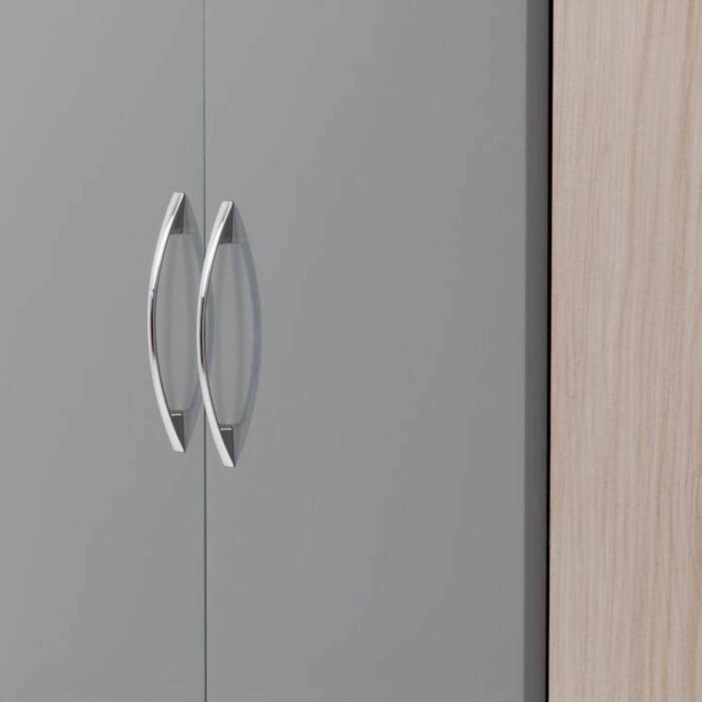 Nevada 2 Door Corner Wardrobe – Grey Gloss & Oak