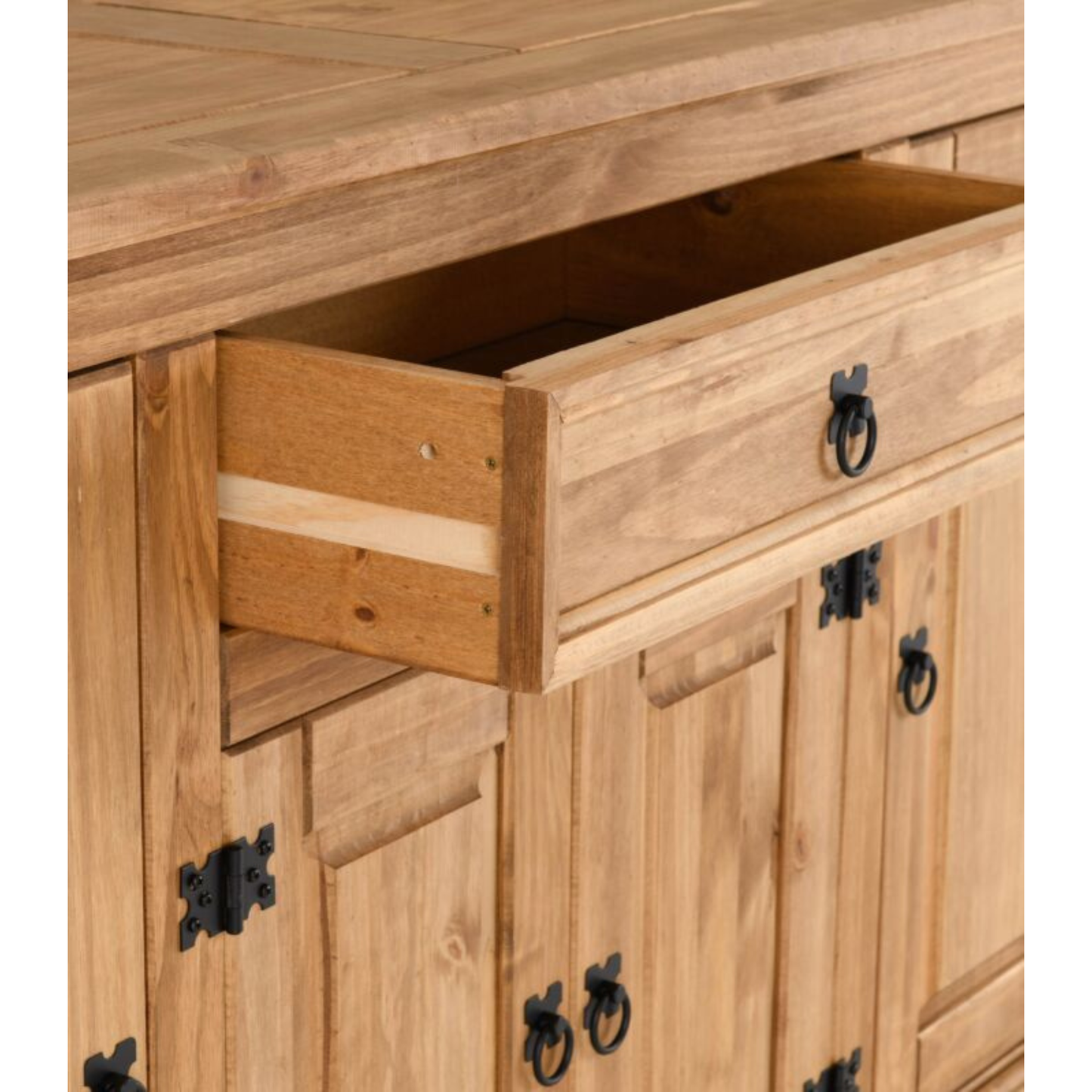 Corona 4 Door 1 Drawer Sideboard – Distressed Waxed Pine