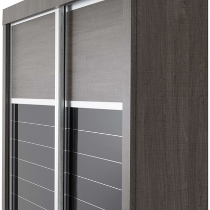 Lisbon 2 Door Sliding Wardrobe – Black Wood Grain