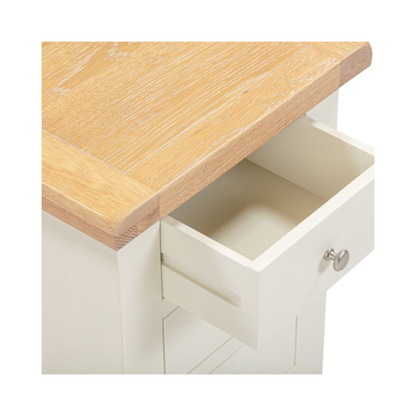 Windsor 3 Drawer Bedside Table – Ivory/Oak