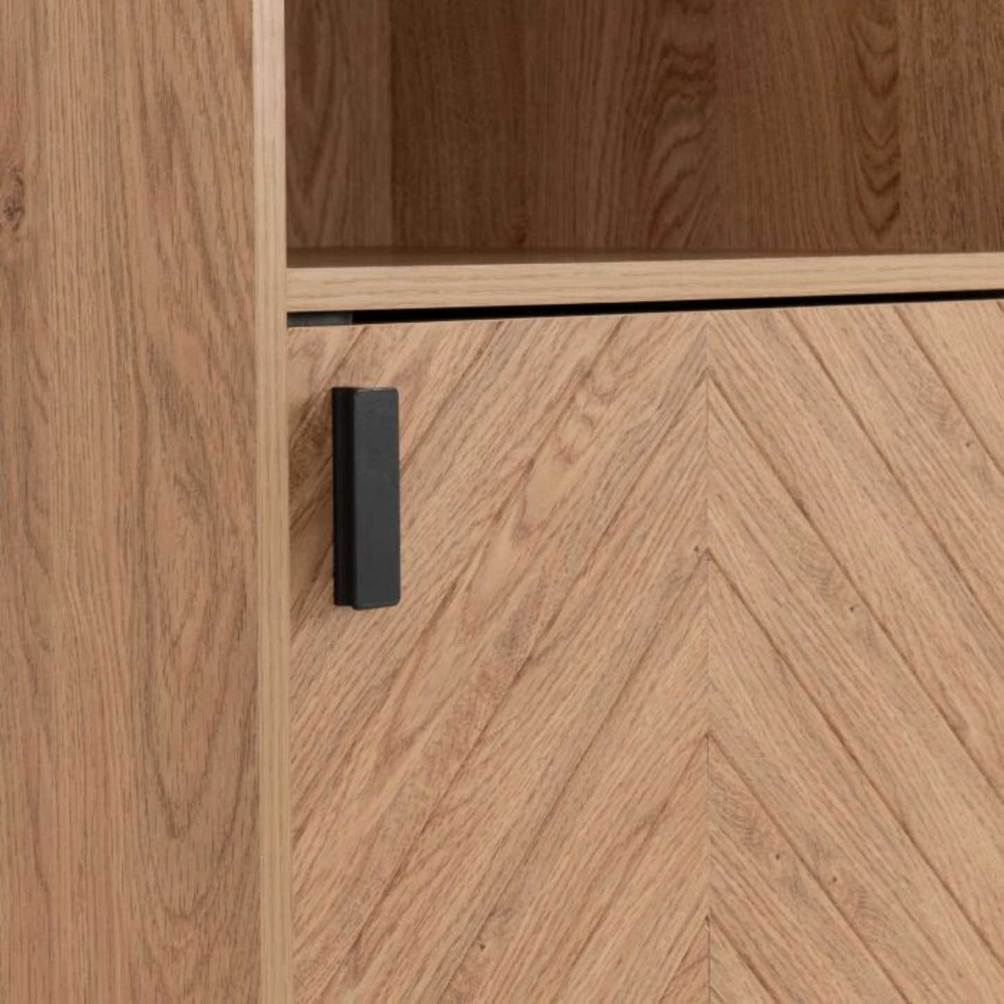 Leon 1 Door 2 Shelf Cabinet – Medium Oak Effect Storage Unit