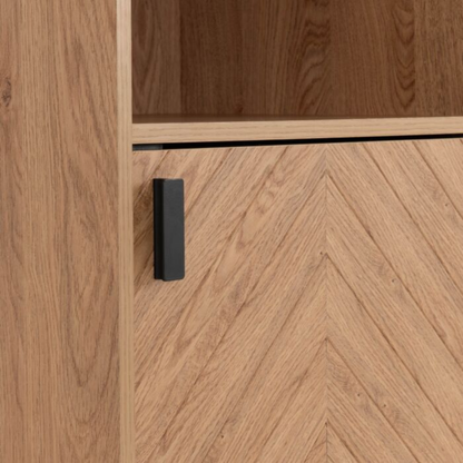Leon 1 Door 2 Shelf Cabinet – Medium Oak Effect Storage Unit