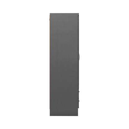 Nevada 3-Door 2-Drawer Wardrobe with Mirror – 3D Effect Grey