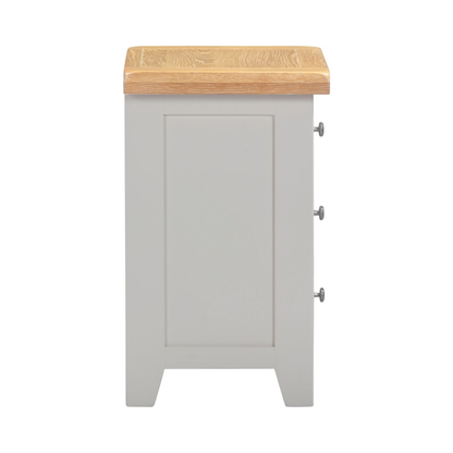 Windsor 3 Drawer Bedside Table – Pebble Grey & Oak
