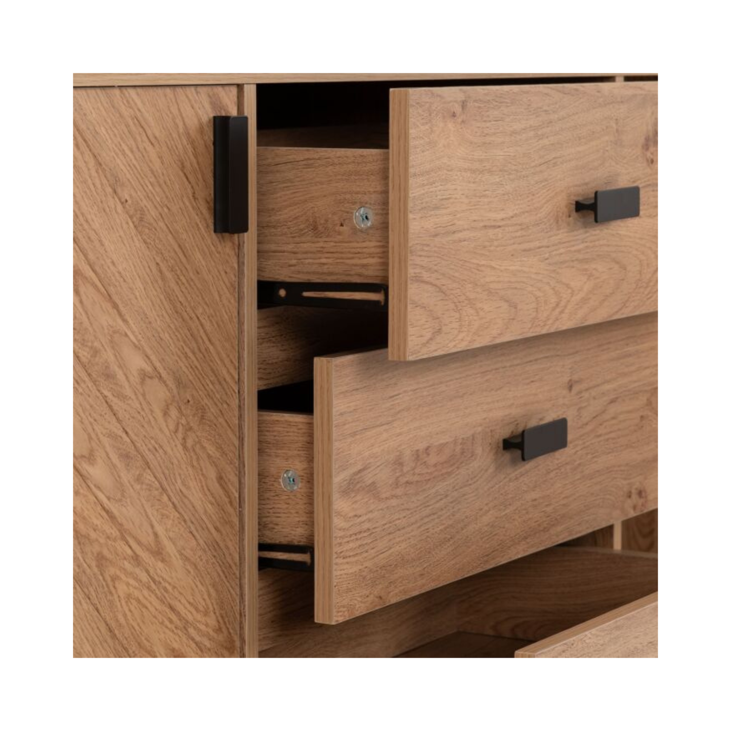 Leon 2 Door 3 Drawer Sideboard – Medium Oak Effect