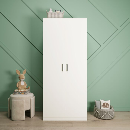 Dakota 2 Door Wardrobe – White | Compact Hanging Storage