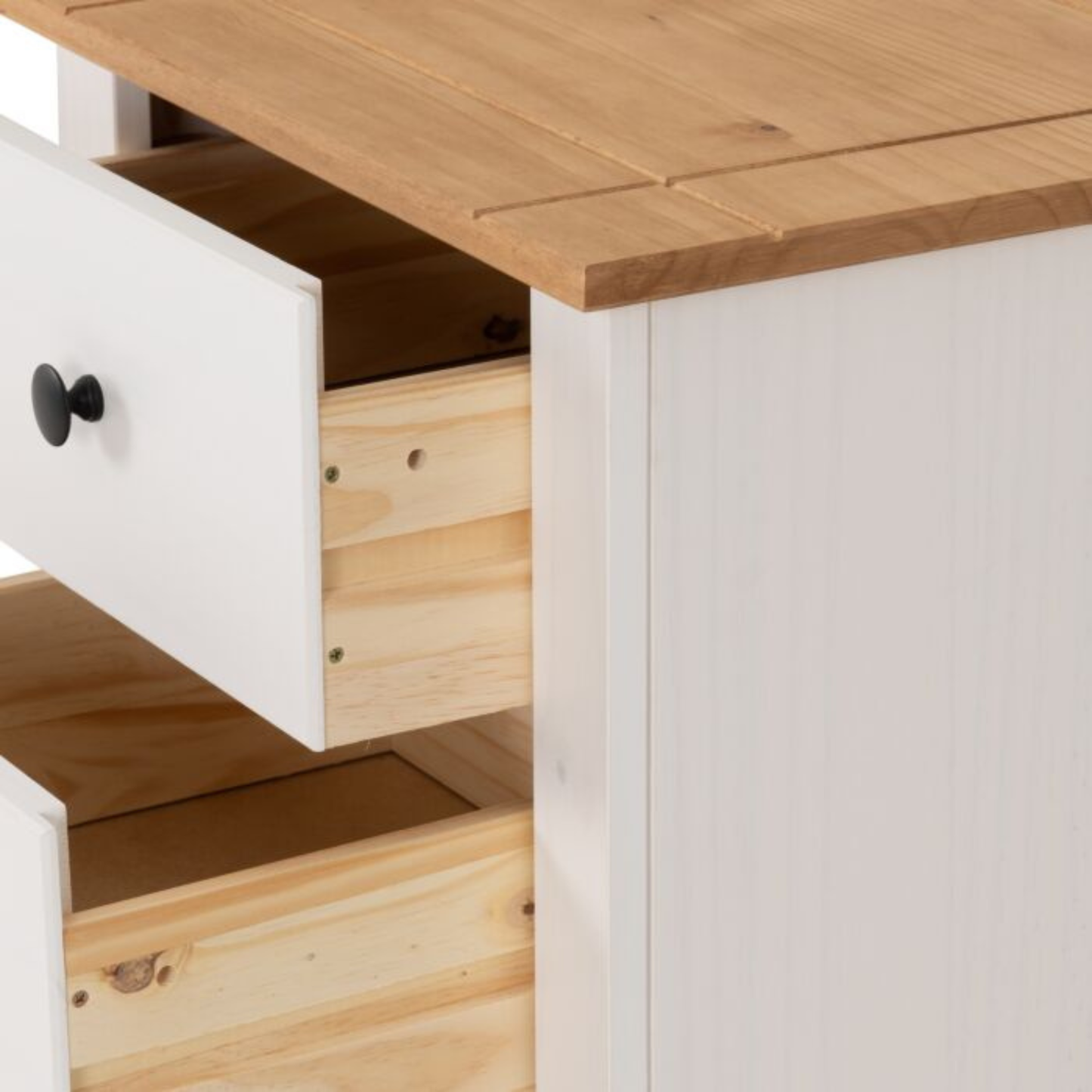 Panama 5 Drawer Chest – White & Natural Wax Pine