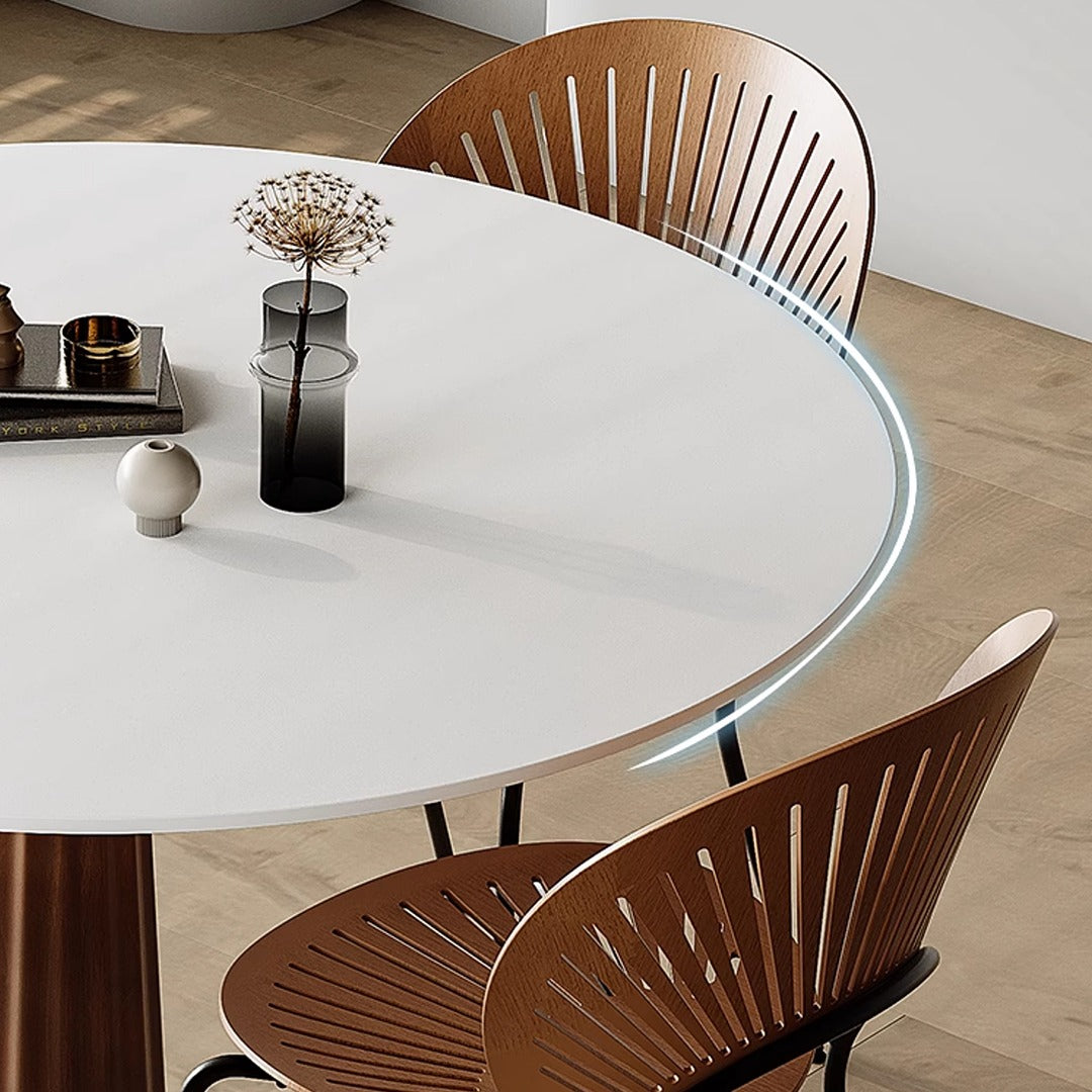 Anderson Small Round Dining Table, Sintered Stone & Solid Wood