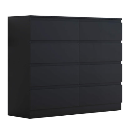 Stora 8 Drawer Wide 4+4 Chest of Drawers – Matt Black