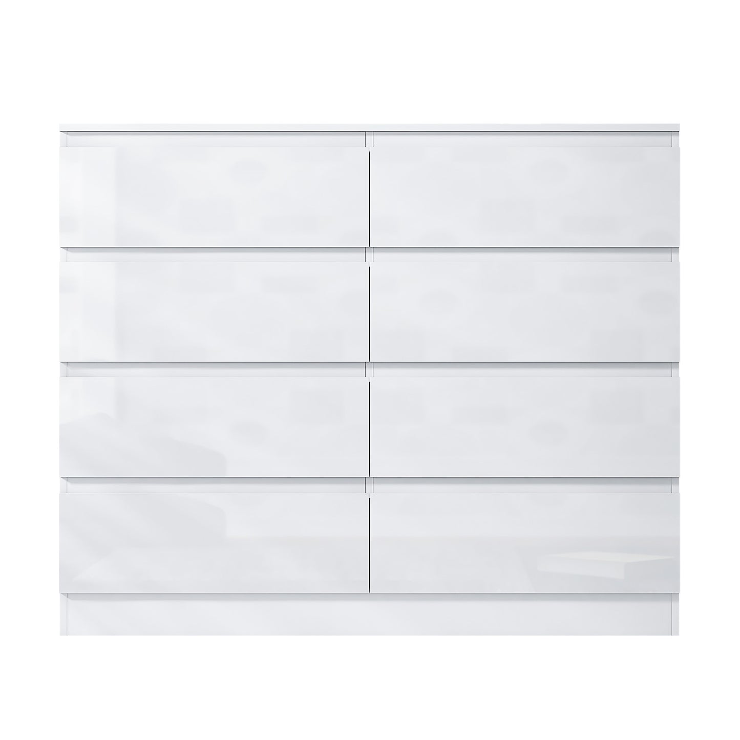 Stora 8 Drawer Wide 4+4 Chest of Drawers – White Gloss Front