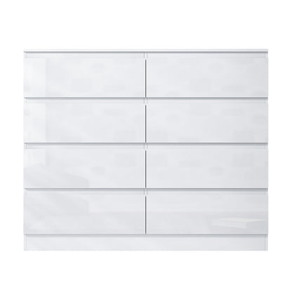 Stora 8 Drawer Wide 4+4 Chest of Drawers – White Gloss Front