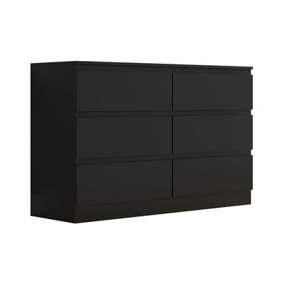 FWStyle Stora 6-Drawer Wide Chest – Matt Black