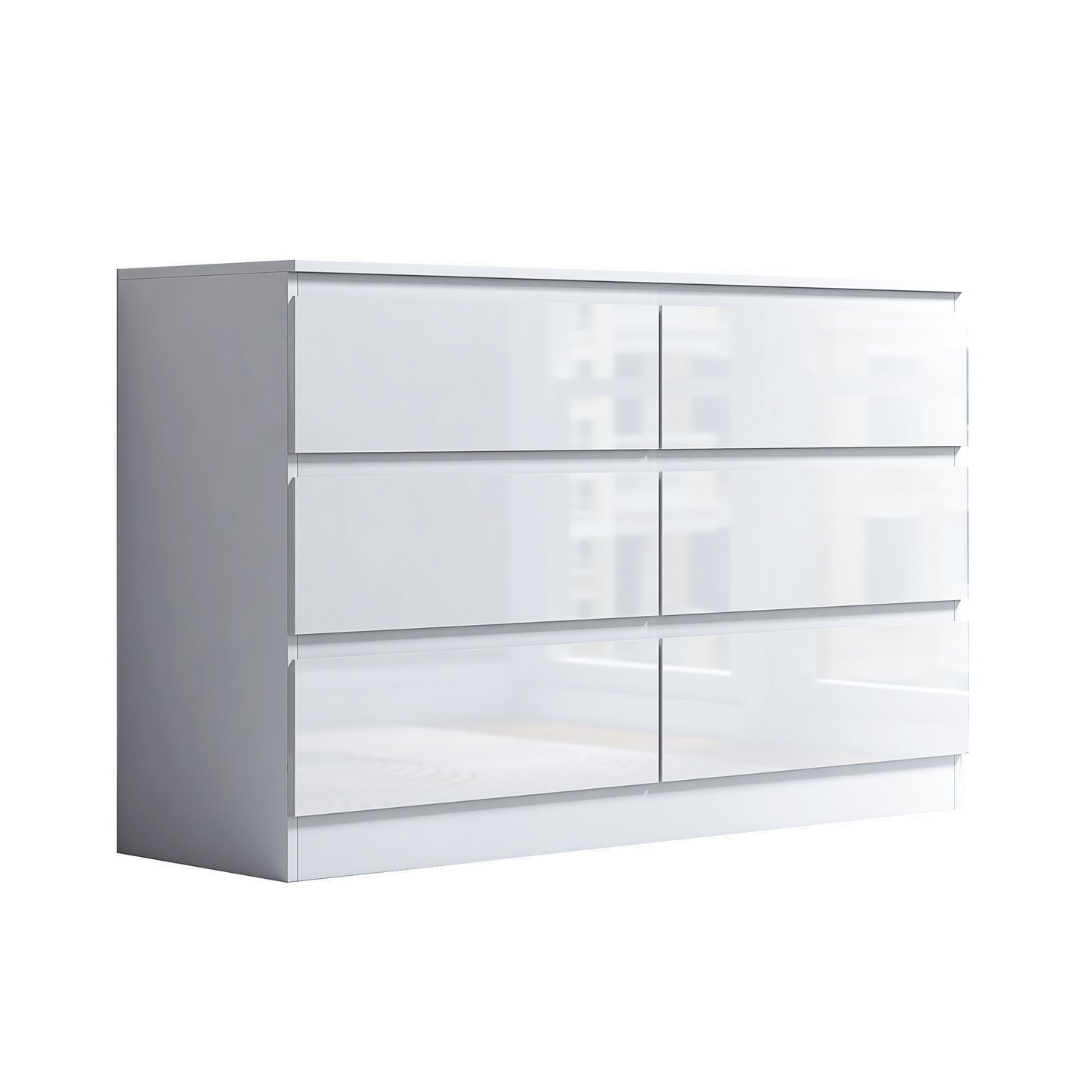 Stora 6 Drawer Wide Chest of Drawers – White Gloss Front