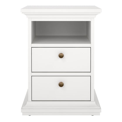 Paris Bedside 2 Drawers in White