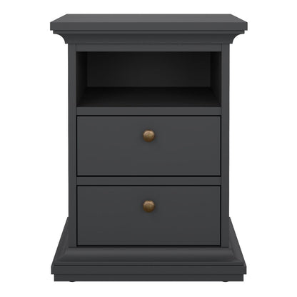 Paris Bedside 2 Drawers in Matt Grey