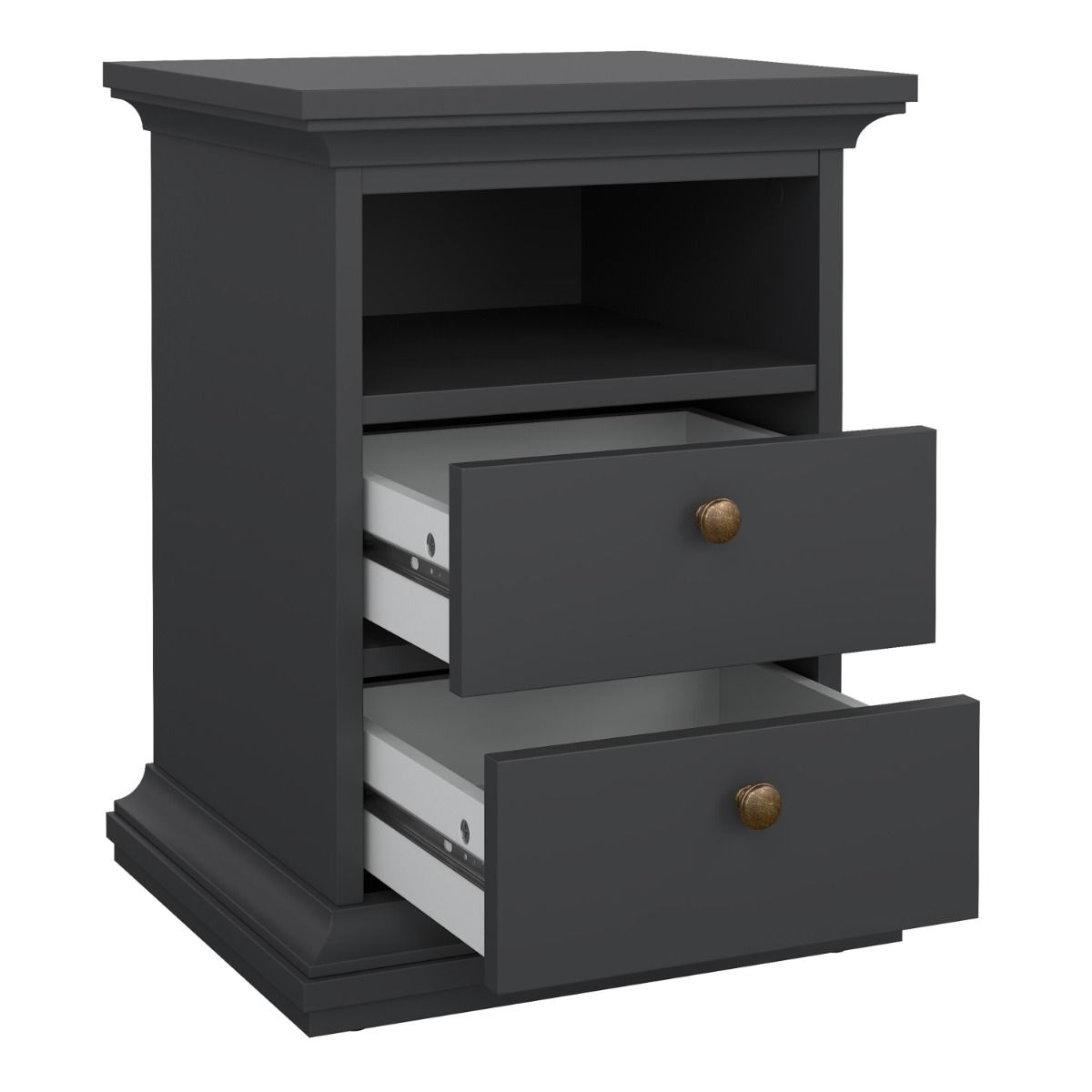 Paris Bedside 2 Drawers in Matt Grey
