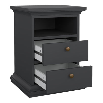 Paris Bedside 2 Drawers in Matt Grey