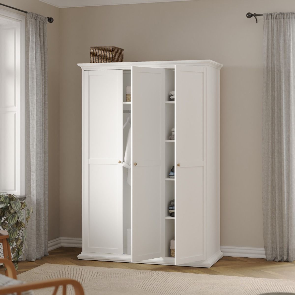 Paris Wardrobe with 3 Doors in White