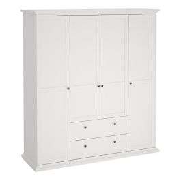 Paris Wardrobe with 4 Doors and 2 Drawers in White