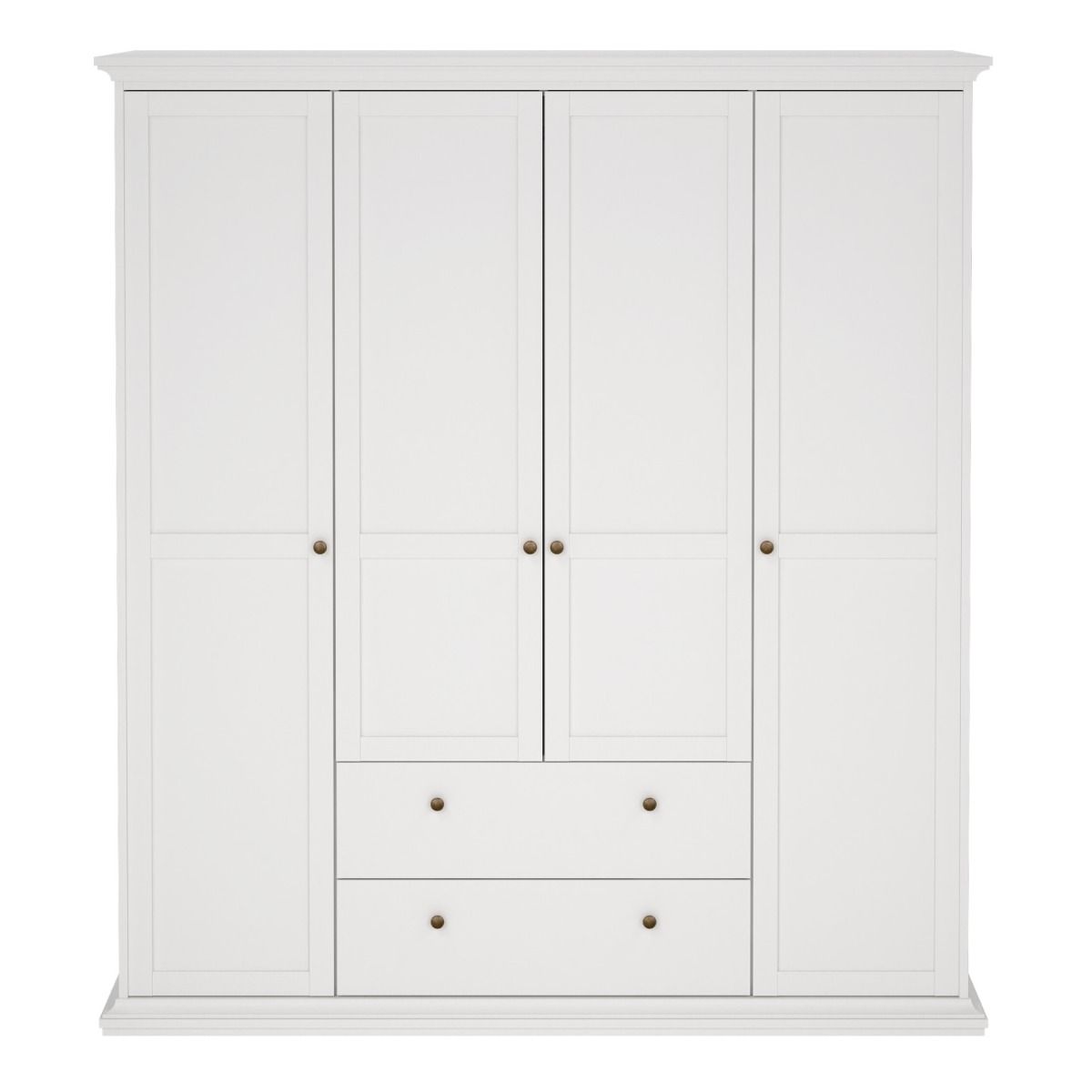 Paris Wardrobe with 4 Doors and 2 Drawers in White