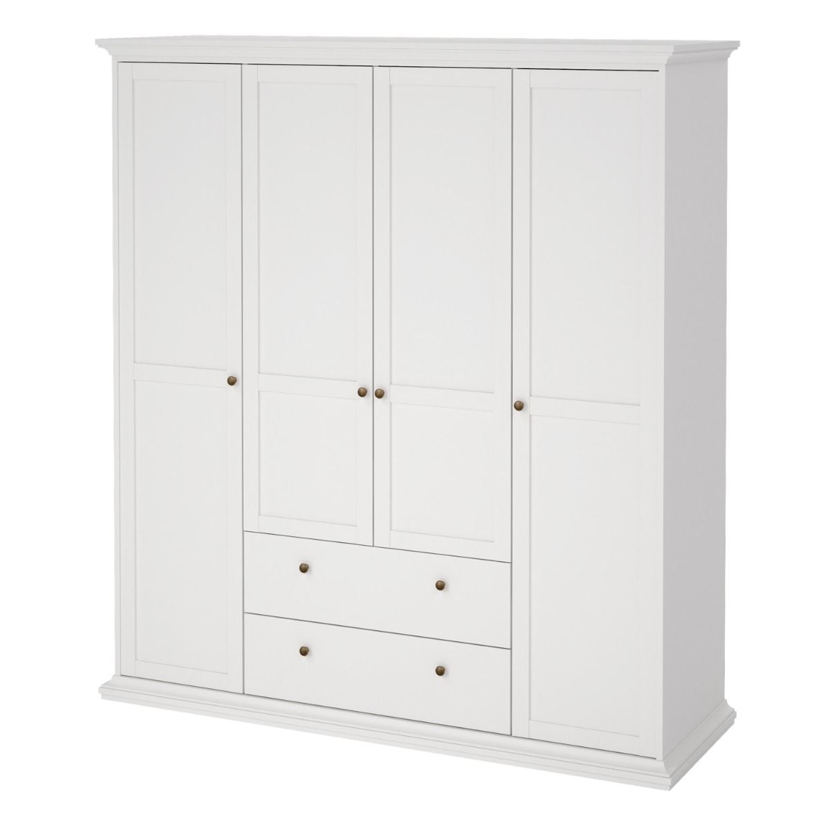 Paris Wardrobe with 4 Doors and 2 Drawers in White